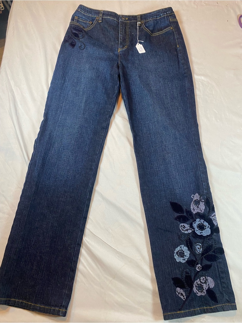 Vintage 2000s Talbots Embroidered Floral Jeans Size 6